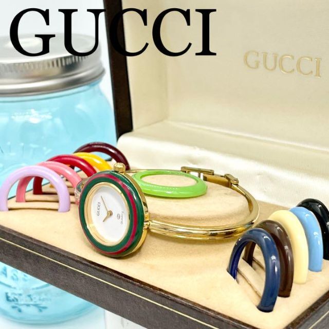 Gucci(グッチ)の24 グッチ時計　レディース腕時計　チェンジベゼル　アンティーク　付属品完備 レディースのファッション小物(腕時計)の商品写真