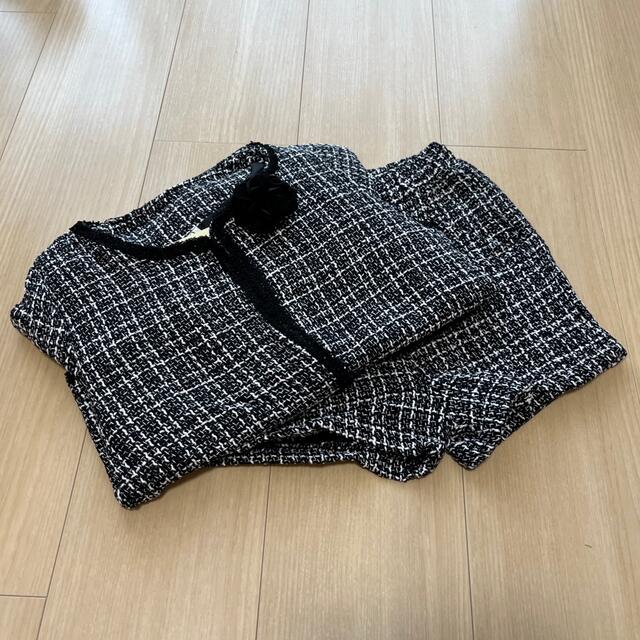 キッズ セットアップ パンツ スーツ ジャケット ツイード フォーマル 110 キッズ/ベビー/マタニティのキッズ服女の子用(90cm~)(ジャケット/上着)の商品写真