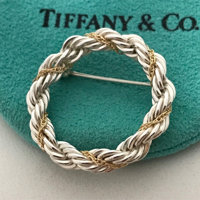 Tiffany SV925×750YG ツイスト ブローチ美品