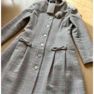 ルネ rene 上質ノーカラー超上品スプリングコート36グレージュfoxey