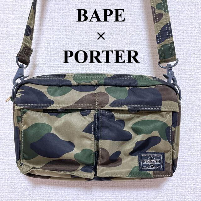 美品】BAPE×PORTER コラボ ショルダーバッグ カモ柄-