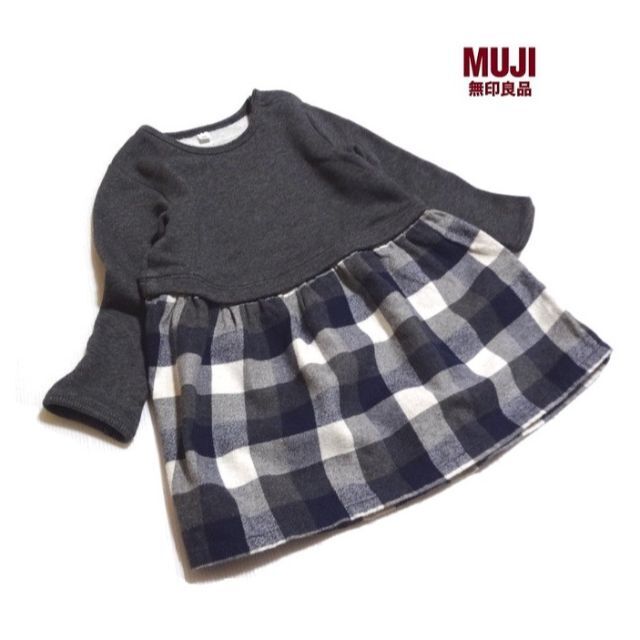 MUJI (無印良品)(ムジルシリョウヒン)の■MUJI/無印良品■ ベビー90cm ドッキングワンピース キッズ/ベビー/マタニティのキッズ服女の子用(90cm~)(ワンピース)の商品写真