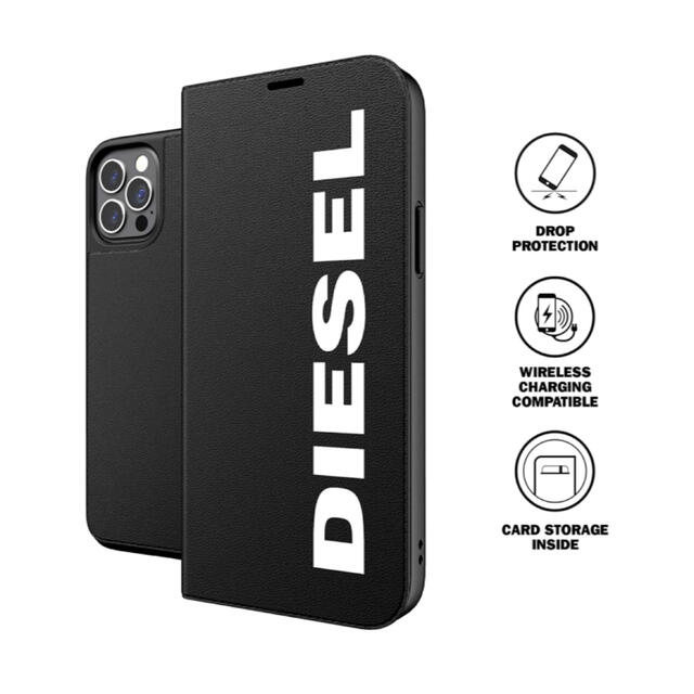 ◇◆DIESELディーゼル◆◇ iPhoneケース 手帳型 ブラックホワイト