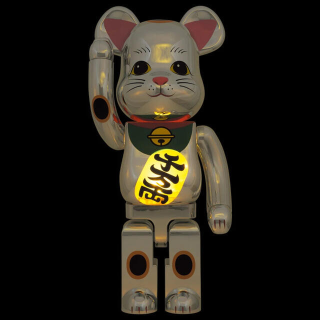 MEDICOM TOY(メディコムトイ)のBE@RBRICK 招き猫 銀メッキ 発光 1000％ ベアブリック ハンドメイドのおもちゃ(フィギュア)の商品写真