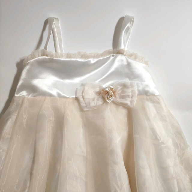 ふんわり ドレス 140サイズチュール レース アメリカ製 ホワイト ベージュ キッズ/ベビー/マタニティのキッズ服女の子用(90cm~)(ドレス/フォーマル)の商品写真