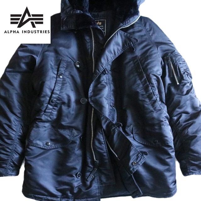 ALPHA INDUSTRIES(アルファインダストリーズ)の【ALPHA INDUSTRY】美品 肉厚 N-3B ミリタリージャケット 黒☆ メンズのジャケット/アウター(ミリタリージャケット)の商品写真