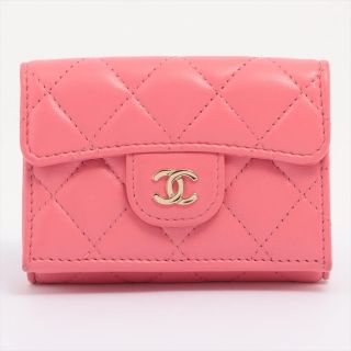 シャネル(CHANEL)のシャネル  ラムスキン  ピンク レディース コンパクトウォレット(財布)