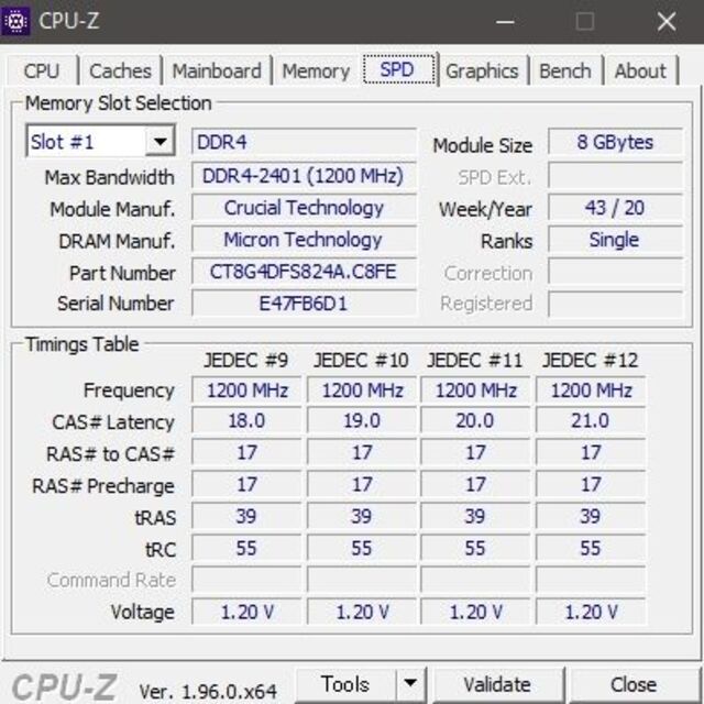 Crucial 16GB (8GBx2) DDR4-2400 #596 3