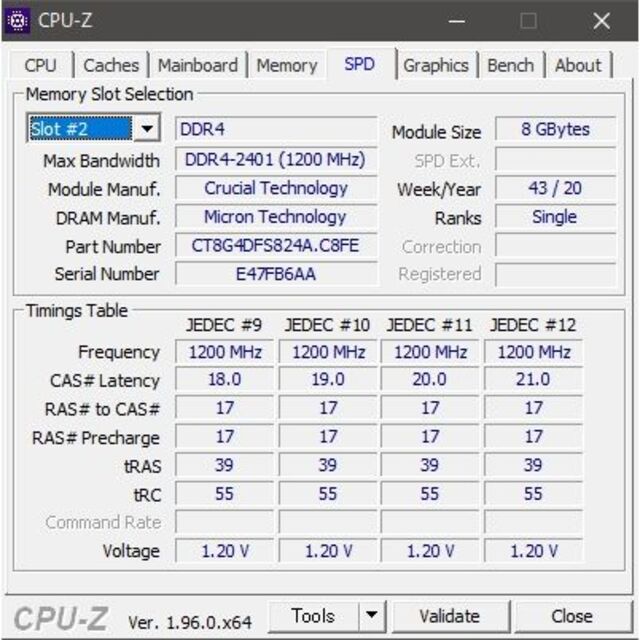 Crucial 16GB (8GBx2) DDR4-2400 #596 4