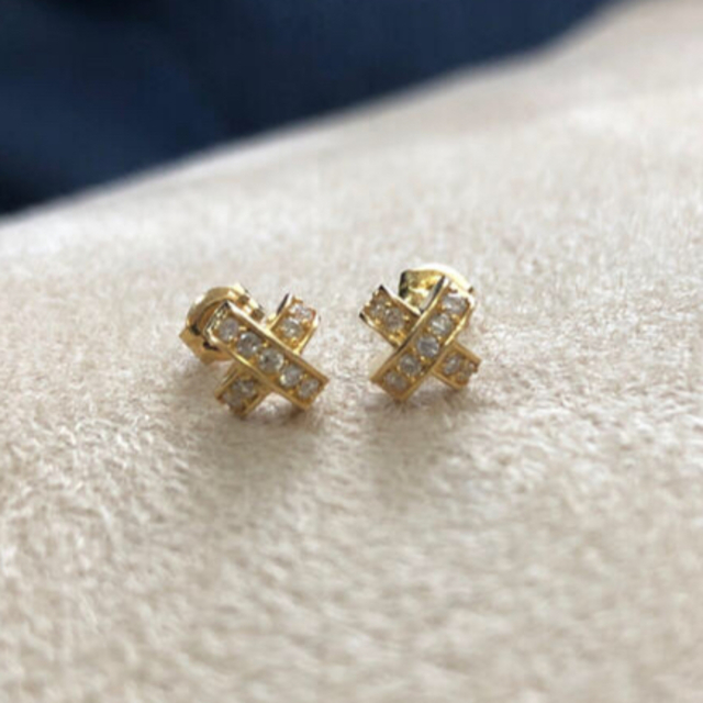 アガット 18K ダイヤモンド クロス ピアス 日本製 12750円 www.gold