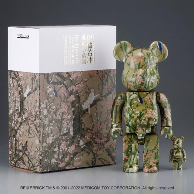 BE@RBRICK 伊藤若冲「桃花小禽図」 100% ＆ 400%カウズ