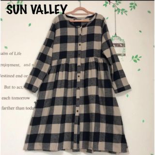 サンバレー(SUNVALLEY)の□125 サンバレー 紺色系 チェックワンピ(ロングワンピース/マキシワンピース)