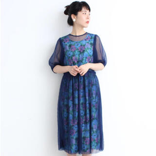 ドットアンドストライプスチャイルドウーマン(Dot&Stripes CHILDWOMAN)のDot&Stripes CHILDWOMAN/花柄 チュール ワンピース(ロングワンピース/マキシワンピース)