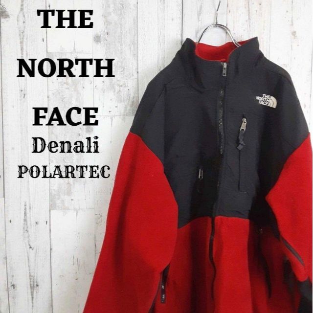 THE NORTH FACE(ザノースフェイス)のUS規格ノースフェイスデナリジャケット刺繍ロゴ黒ブラック赤レッドポーラテック メンズのジャケット/アウター(ブルゾン)の商品写真