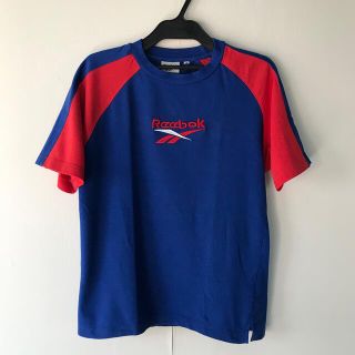 リーボック(Reebok)のReebokリーボックTシャツ古着ロゴ刺繍ステッチ青赤ブルー赤(Tシャツ(半袖/袖なし))