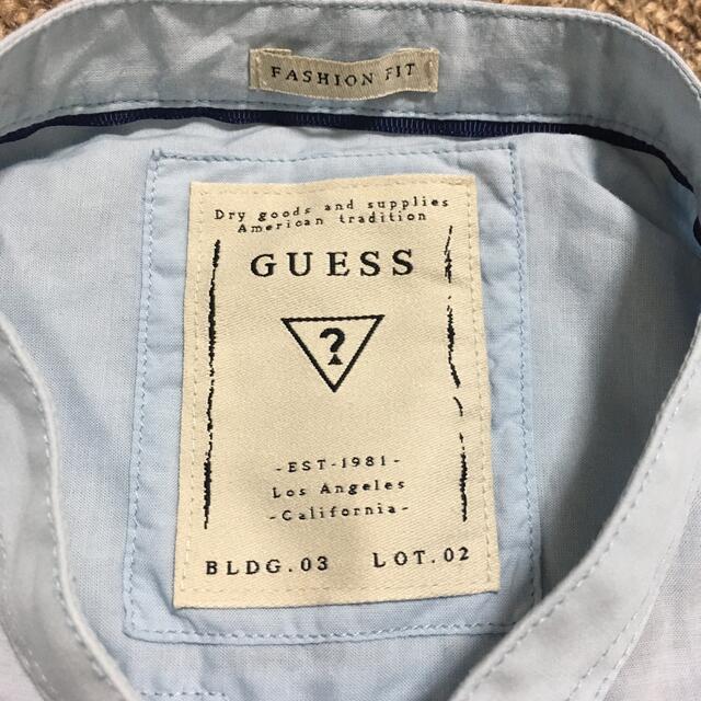 GUESS(ゲス)のゲス GUESS シャツ 半袖 ノーカラー 羽織り カジュアル シンプル 水色 メンズのトップス(シャツ)の商品写真