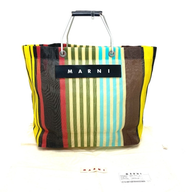 Marni(マルニ)のマルニ ストライプ マーケット ハンドバッグ リゾートバッグ トートバッグ レディースのバッグ(トートバッグ)の商品写真