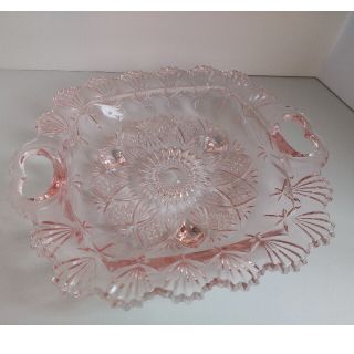 東洋佐々木ガラス　デザート皿　ピンクガラス　昭和レトロ(グラス/カップ)