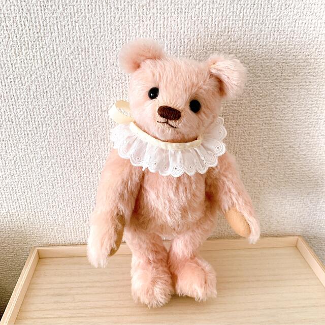 ハンドメイド テディベア♡ ピンクxレース　モヘア　ぬいぐるみ