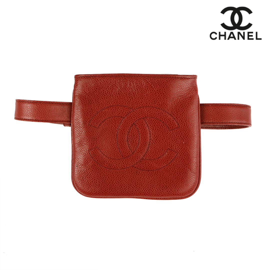 シャネル CHANEL キャビアスキン ポーチ ウエストバッグ レザー