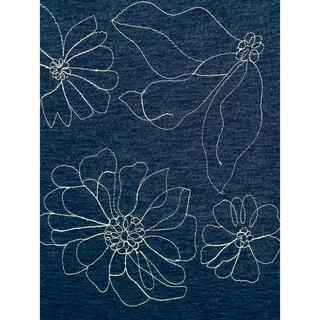 45R  藍染めコットンフラワー刺繍ワンピース