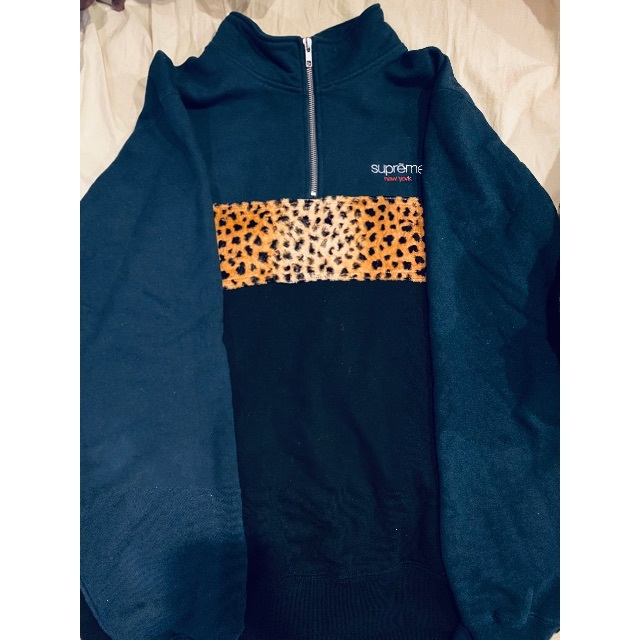 Supreme Leopard Half Zip Sweatshirt M