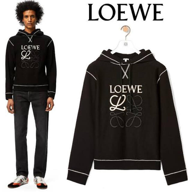 LOEWE - LOEWE パーカー Anagram Embroidered Hoodie