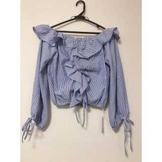 レディアゼル(REDYAZEL)の新品❤️REDYAZEL 2wayストライプフリルブラウス(シャツ/ブラウス(長袖/七分))