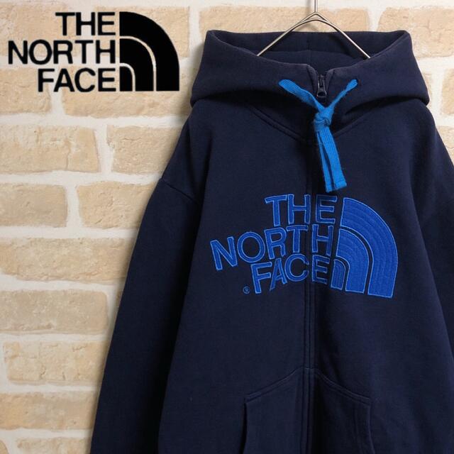 THE NORTH FACE ノースフェイス パーカー ネイビー 刺繍 デカロゴ パーカー