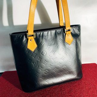 ルイヴィトン(LOUIS VUITTON)の極美品　ルイヴィトン　ヴェルニ　ヒューストン　バッグ　レディース　黒　ブラック(ハンドバッグ)