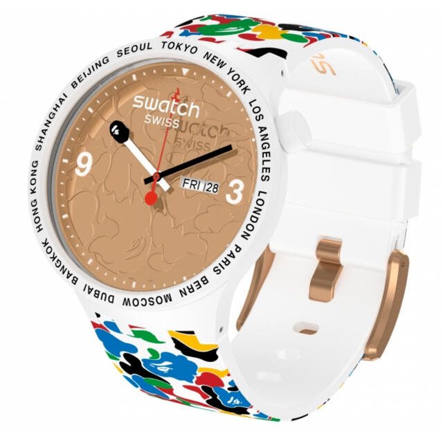 定番人気！ A BATHING APE - 未使用☺︎SWATCH x BAPE TOKYO 腕時計 カモフラ ホワイト 腕時計(アナログ)