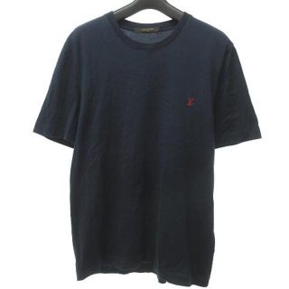 ルイヴィトン(LOUIS VUITTON)のルイヴィトン LVロゴ刺繍 Tシャツ カットソー 半袖 丸首 M 紺 (Tシャツ/カットソー(七分/長袖))