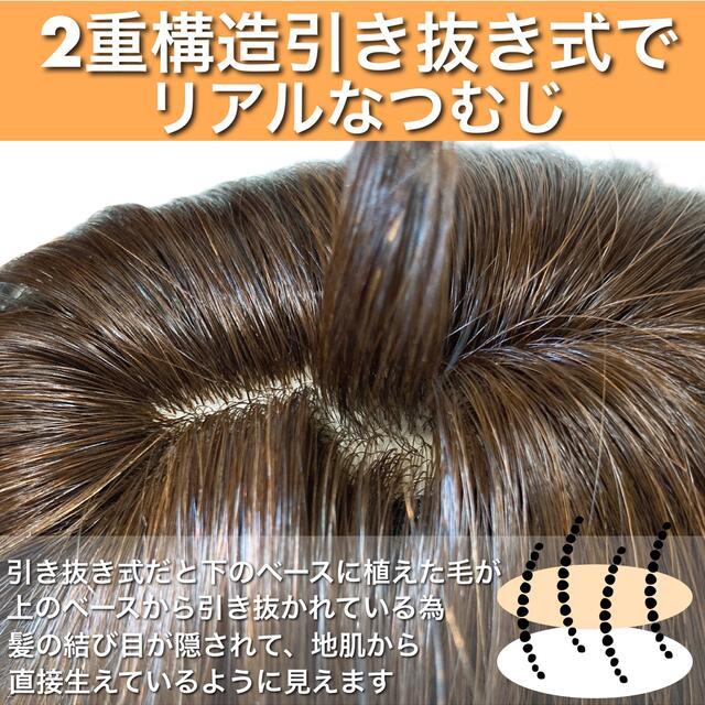 どうぞ╂ 最高級人毛100% ウィッグ ヘアピース ブラウンの通販 by ☆さ