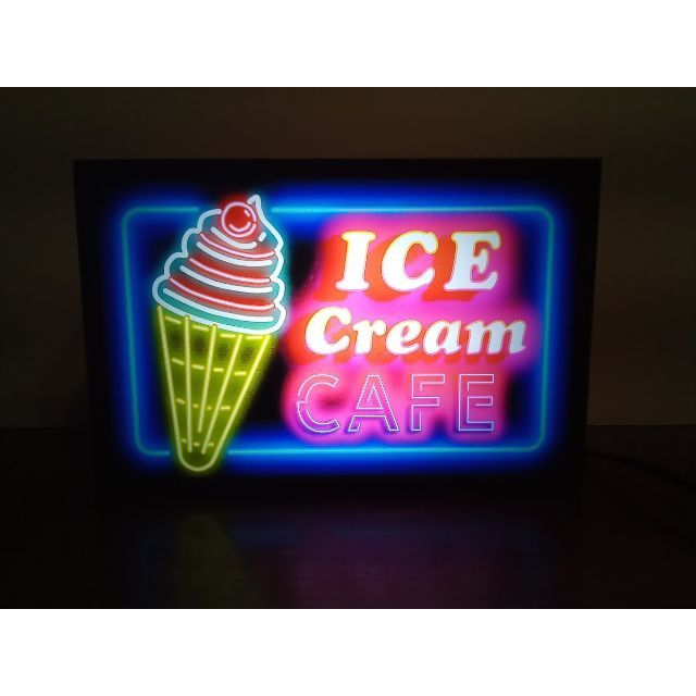 アイスクリーム アメリカン カフェ 看板 置物 雑貨 LEDライトBOXミニ