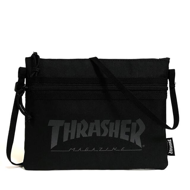 THRASHER(スラッシャー)の【THRASHER】サコッシュショルダー［BK/BK(クリアロゴ)］ メンズのバッグ(ショルダーバッグ)の商品写真