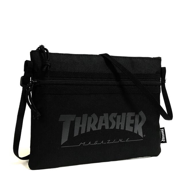 THRASHER(スラッシャー)の【THRASHER】サコッシュショルダー［BK/BK(クリアロゴ)］ メンズのバッグ(ショルダーバッグ)の商品写真
