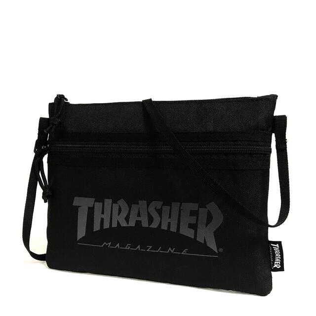 THRASHER(スラッシャー)の【THRASHER】サコッシュショルダー［BK/BK(クリアロゴ)］ メンズのバッグ(ショルダーバッグ)の商品写真