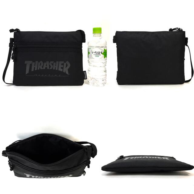 THRASHER(スラッシャー)の【THRASHER】サコッシュショルダー［BK/BK(クリアロゴ)］ メンズのバッグ(ショルダーバッグ)の商品写真