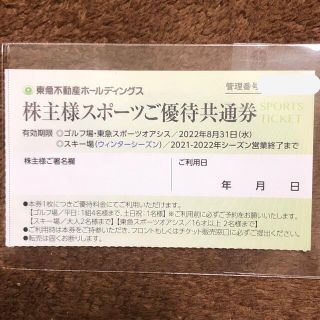 東急不動産株主優待券 スキー場 割引券（スポーツご優待共通券）(スキー場)