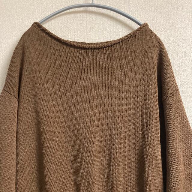 Demi-Luxe BEAMS ロールボートネックニットワンピース ブラウン/茶