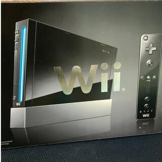 ウィー(Wii)の任天堂Wii本体　新品　未使用ブラック(家庭用ゲーム機本体)