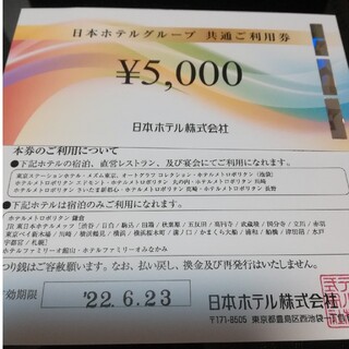 日本ホテルグループ共通ご利用券 2枚 10000円分(宿泊券)