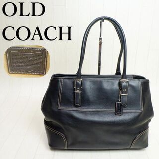 コーチ(COACH)の美品 OLD COACH 黒 レザートートバッグ 7556(トートバッグ)
