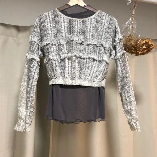 ザラ(ZARA)の【ZARA】レース風ショート丈トップス【USED】透けトップス(カットソー(長袖/七分))