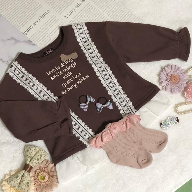 展示用ですm(_ _)mギフトセット  フリル付きトップス キッズ/ベビー/マタニティのキッズ服女の子用(90cm~)(ニット)の商品写真