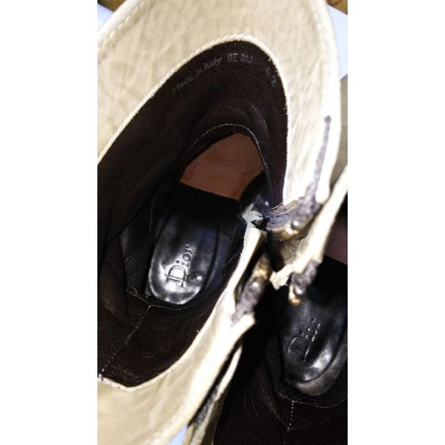 DIOR HOMME(ディオールオム)の正規 ディオールオム サイドジップバイカー ヒールレザーブーツ カーキ系茶 42 メンズの靴/シューズ(ブーツ)の商品写真