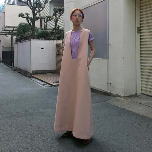 ANNIK deep U neck dress litmus47総著丈