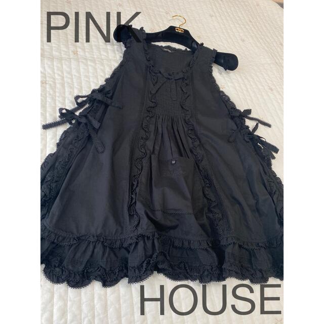 PINK HOUSE(ピンクハウス)のピンクハウス　ダブリエ　エプロン　黒　綿ローン　ピンタック　ピコフリル レディースのファッション小物(その他)の商品写真