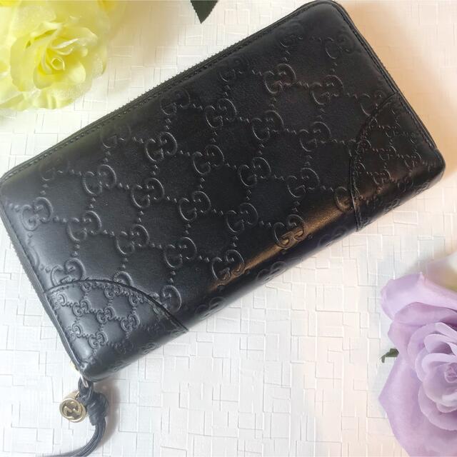 GUCCI グッチシマ ラウンドファスナー ブラック 長財布 【お得】 www
