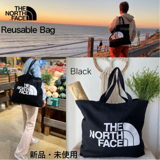 ザノースフェイス(THE NORTH FACE)の新品 ノースフェイス ビッグロゴ キャンバス トート エコ バッグ 黒 肩掛け(トートバッグ)